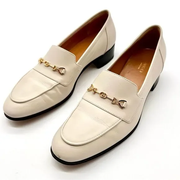 GUCCI Jakarta Interlocking G Horsebit Loafers Calfskin Mystic White EU39.5 US9.5 - Picture 1 of 9